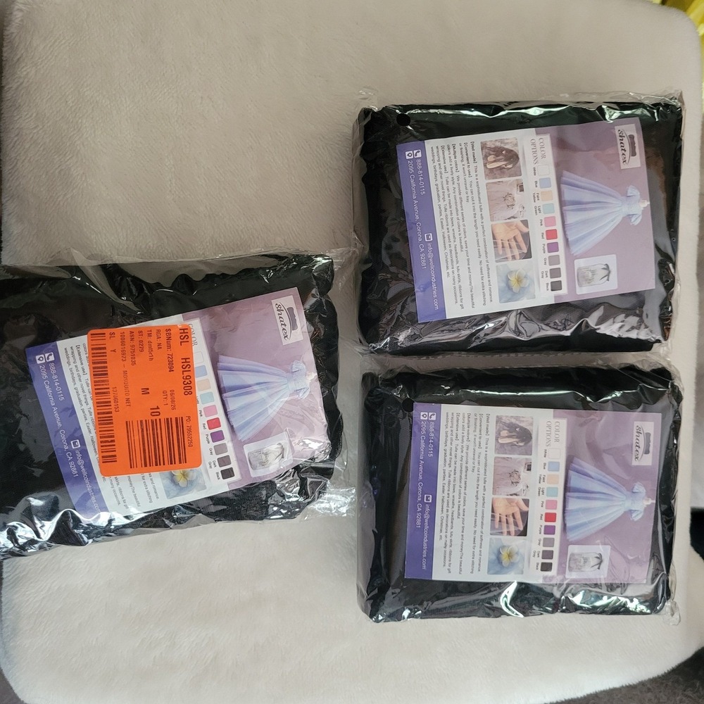 Shatex Black Tulle Fabric Mesh for Sewing Tutu Skirt Wedding Decor 3 Pack New